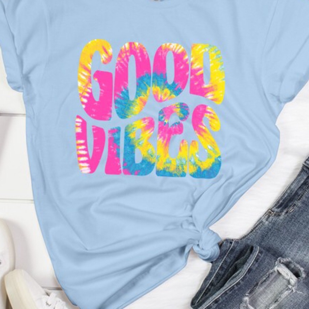 💖LAST! Tie Dye “Good Vibes” 😎 Graphic Tee! - Picture 2 of 2